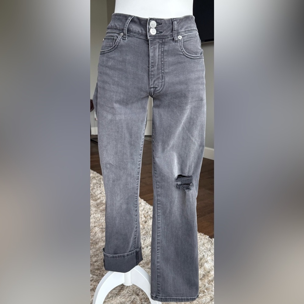 Hudson Size 27 Ginny Straight Leg Distressed Black Jeans